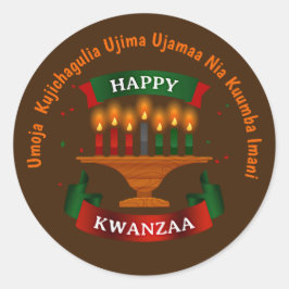 Kwanzaa Candles Red Black Green 7 Principles Ronde Sticker