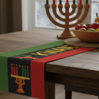 Kwanzaa Celebration Pan-African Vertical Stripes Korte Tafelloper