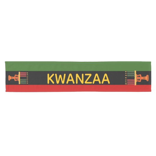 Kwanzaa Celebration Pan-African Vertical Stripes Korte Tafelloper (Horizontaal)