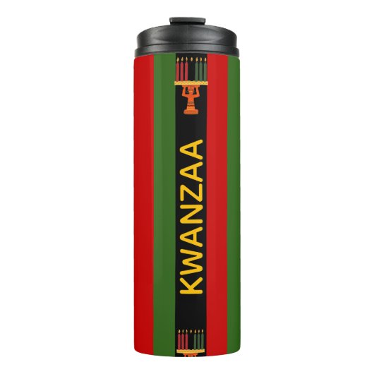 Kwanzaa Celebration Pan-African Vertical Stripes Thermosbeker (Voorkant)