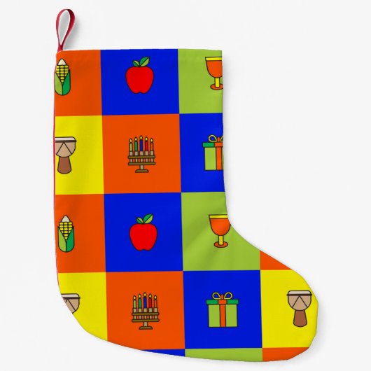 kwanzaa colorblock stocking kleine kerstsok (Voorkant)