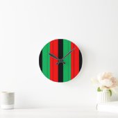 Kwanzaa Colors Red Black Green Stripes Pattern Ronde Klok (Huis)