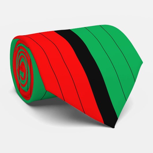 Kwanzaa Colors Red Black Green Stripes Pattern Stropdas (Opgerold)