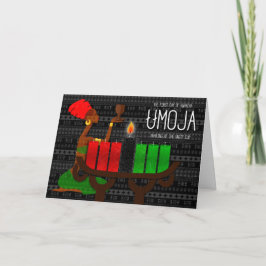 Kwanzaa Dag 1 Eenheden in de verlichting van de zw Feestdagen Kaart