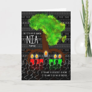 Kwanzaa Dag 5 Nia Purpose Africa Tree Vorm Feestdagen Kaart