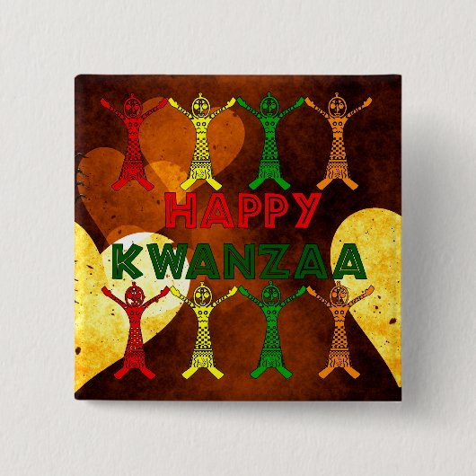 Kwanzaa Dancers Vierkante Button 5,1 Cm (Voorkant)
