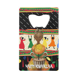 Kwanzaa eerste fruitoogst creditkaart flessenopener
