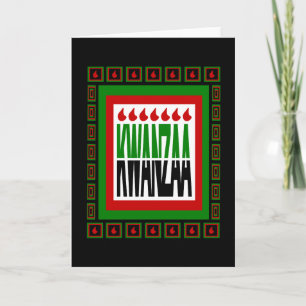 Kwanzaa Gesplitst Met 7 Vlammen & Gedecoreerde Lij Feestdagen Kaart