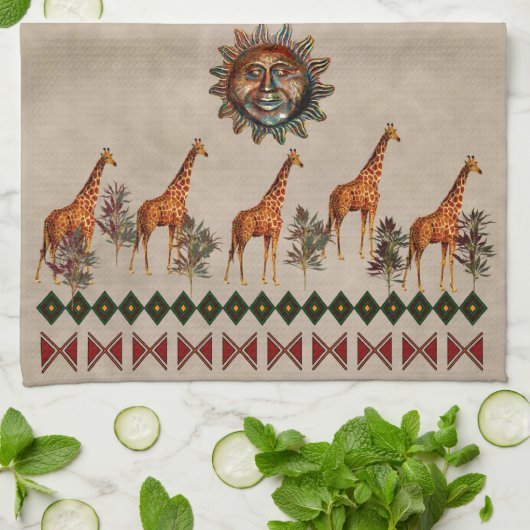 Kwanzaa Giraffes Theedoek (Gevouwen)