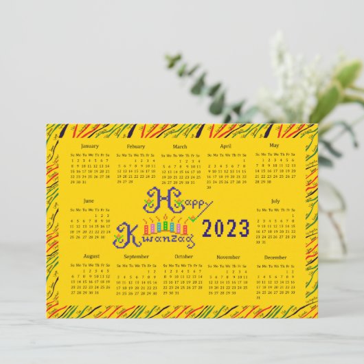 Kwanzaa handkalender met gelukwensen kaart (Staand voorkant)