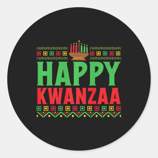 Kwanzaa - Happy Kwanzaa Ronde Sticker (Voorkant)