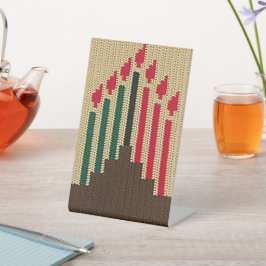 Kwanzaa Holiday Candles Artisan Crochet Print Reclamebord Met Voetstuk