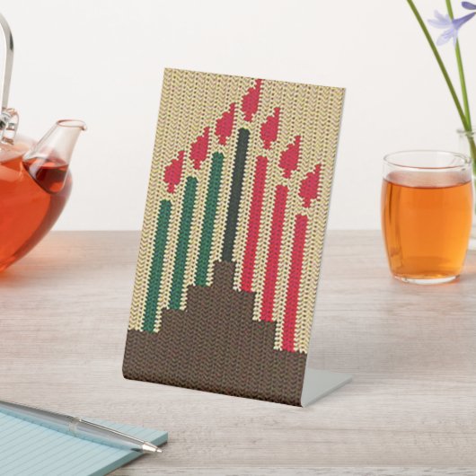 Kwanzaa Holiday Candles Artisan Crochet Print Reclamebord Met Voetstuk (Insitu)