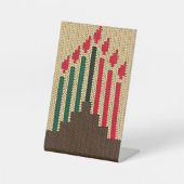 Kwanzaa Holiday Candles Artisan Crochet Print Reclamebord Met Voetstuk (Voorkant)