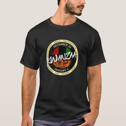 Kwanzaa Holiday Style Kwanzaa  Unisex Adults Black T-shirt (Voorkant)