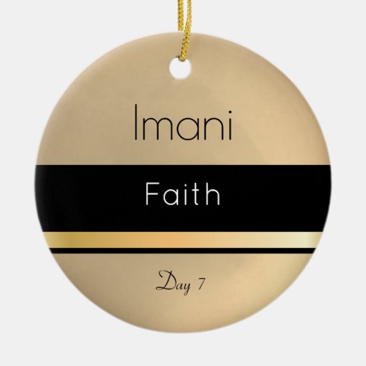 Kwanzaa Imani Gold Black White Day 7 Keramisch Ornament (Voorkant)