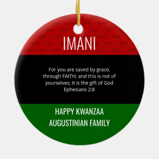 Kwanzaa IMANI Keramisch Ornament (Achterkant)
