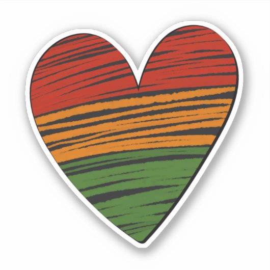 Kwanzaa Juneteenth Red Green Paint Heart Sticker (Voorkant)