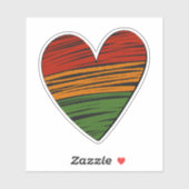 Kwanzaa Juneteenth Red Green Paint Heart Sticker (Vel)