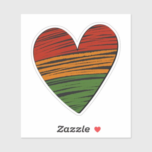 Kwanzaa Juneteenth Red Green Paint Heart Sticker (Vel)