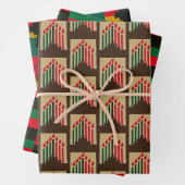 Kwanzaa Kaarsen Afrika Kaart Artisan Haak Print Inpakpapier Vel (In situ)