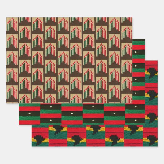 Kwanzaa Kaarsen Afrika Kaart Artisan Haak Print Inpakpapier Vel (Set)