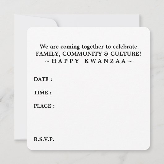 kwanzaa kaarsen kaart (Achterkant)