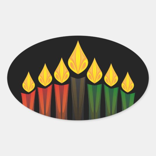 kwanzaa kaarsen ovale sticker (Voorkant)