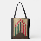 Kwanzaa kaarsen rood zwart groen ambachtelijk haak tote bag (Achterkant)