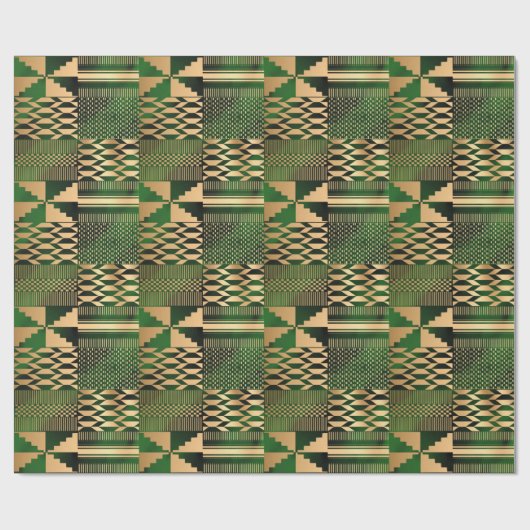 Kwanzaa Kente Print (groen/goud) Cadeaupapier (Vlak)