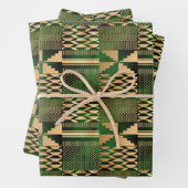Kwanzaa Kente Print (groen/goud) Inpakpapier Vel (In situ)