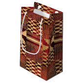 Kwanzaa Kente Print (Red/Gold) Small Gift Bag Klein Cadeauzakje (Achterkant Gekanteld)