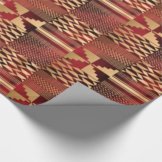 Kwanzaa Kente Print (rood/goud) Cadeaupapier (Hoek)