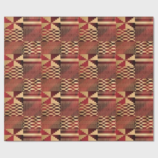 Kwanzaa Kente Print (rood/goud) Cadeaupapier (Vlak)
