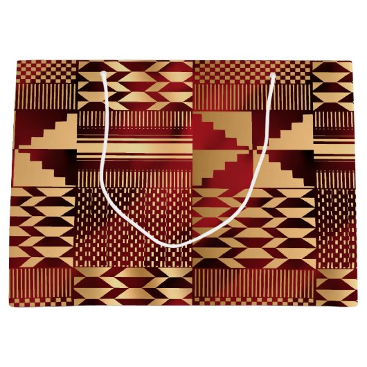 Kwanzaa Kente Print (rood/goud) Groot Cadeauzakje (Voorkant)