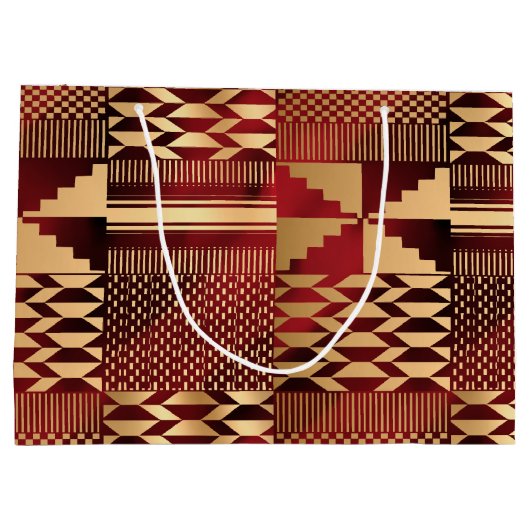 Kwanzaa Kente Print (rood/goud) Groot Cadeauzakje (Achterkant)