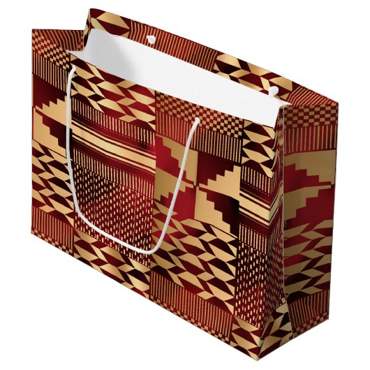Kwanzaa Kente Print (rood/goud) Groot Cadeauzakje (Voorkant Gekanteld)