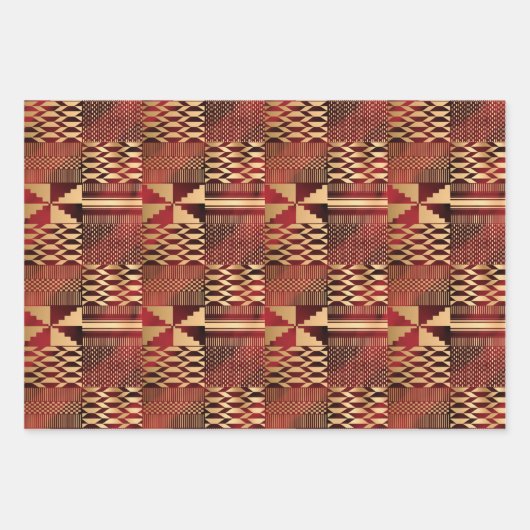 Kwanzaa Kente Print (rood/goud) Inpakpapier Vel (Voorkant 2)