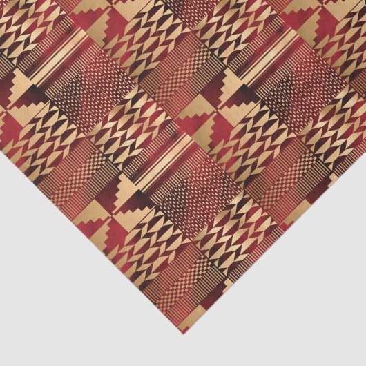 Kwanzaa Kente Print (rood/goud) Tissuepapier (Detail)