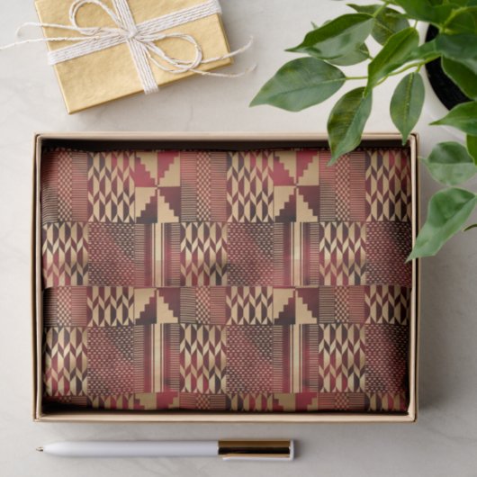 Kwanzaa Kente Print (rood/goud) Tissuepapier (Geschenk)