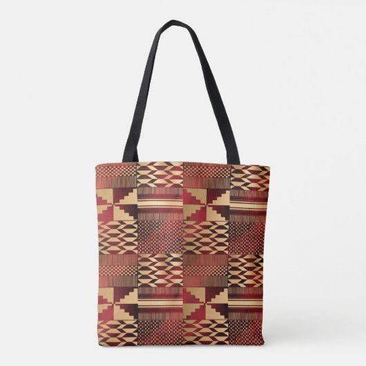 Kwanzaa Kente Print (rood/goud) Tote Bag (Achterkant)
