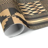 Kwanzaa Kente Print (zwart/goud) Cadeaupapier (Rol Hoek)