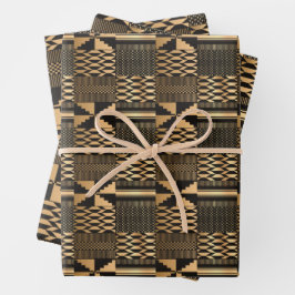 Kwanzaa Kente Print (zwart/goud) Inpakpapier Vel