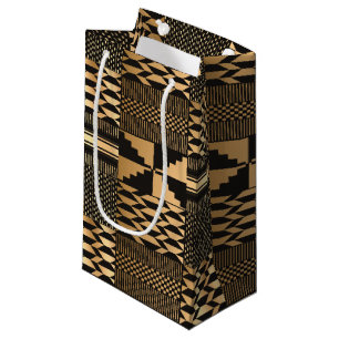 Kwanzaa Kente Print (zwart/goud) Small Gift Bag Klein Cadeauzakje