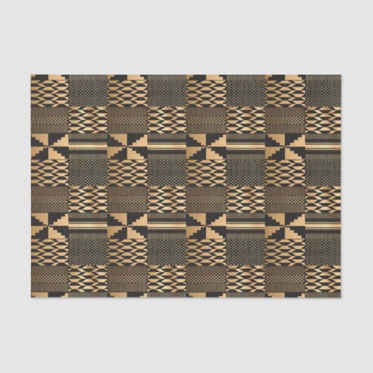 Kwanzaa Kente Print (zwart/goud) Tissuepapier (Voorkant)