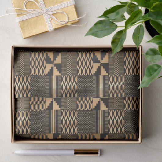 Kwanzaa Kente Print (zwart/goud) Tissuepapier (Geschenk)