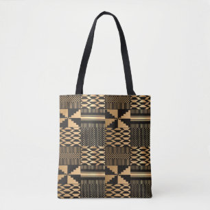 Kwanzaa Kente Print (zwart/goud) Tote Bag