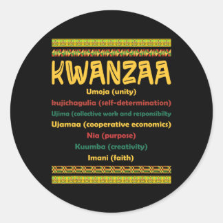 Kwanzaa Kerst 7 Principes Afro-Amerikaanse Me Ronde Sticker