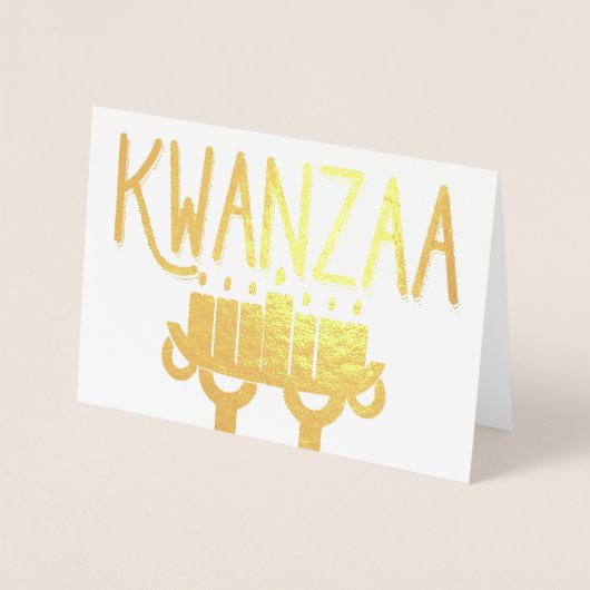 Kwanzaa Kinara Candles and First Fruits Message Folie Kaarten (Voorkant)