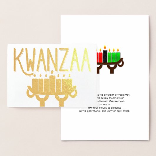Kwanzaa Kinara Candles and First Fruits Message Folie Kaarten (Display)